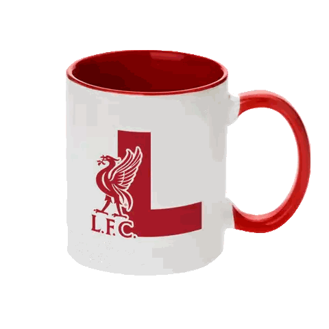 White Mug With Red Handle And C Sticker