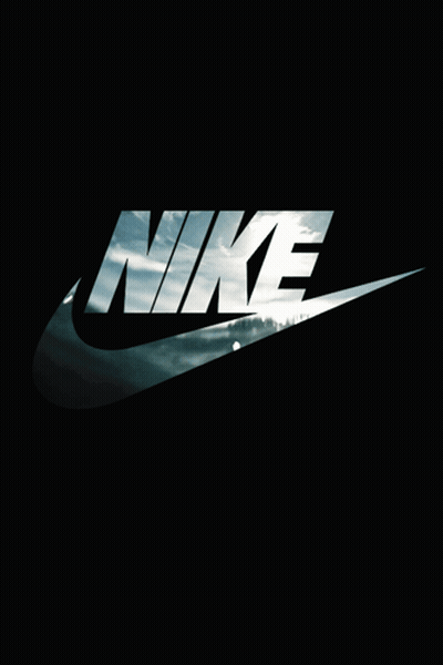 White Nike Logo On Black Background GIF