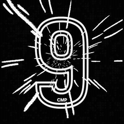 White Number 9 On Black Background GIF