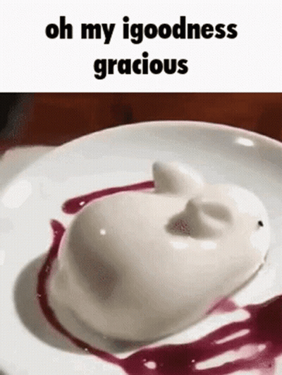 White Plate With Cat Face Dessert GIF