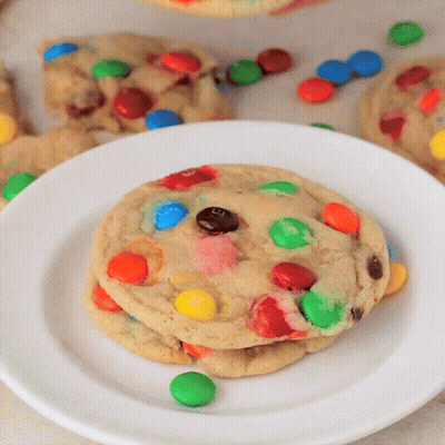 White Plate With Cookie And M&Ms GIF
