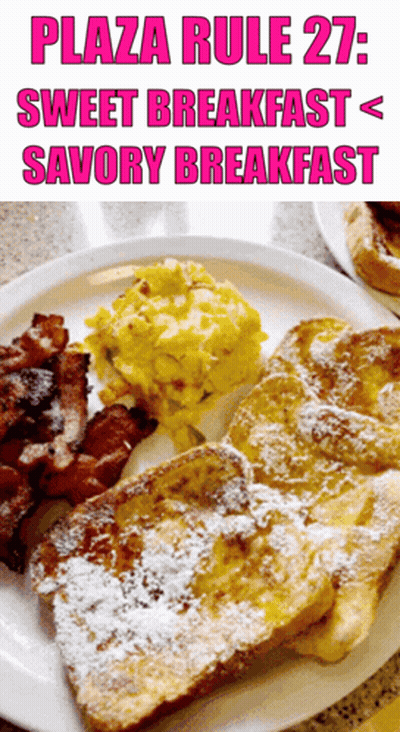 White Plate With French Toast Scrambled Eggs And Bacon GIF