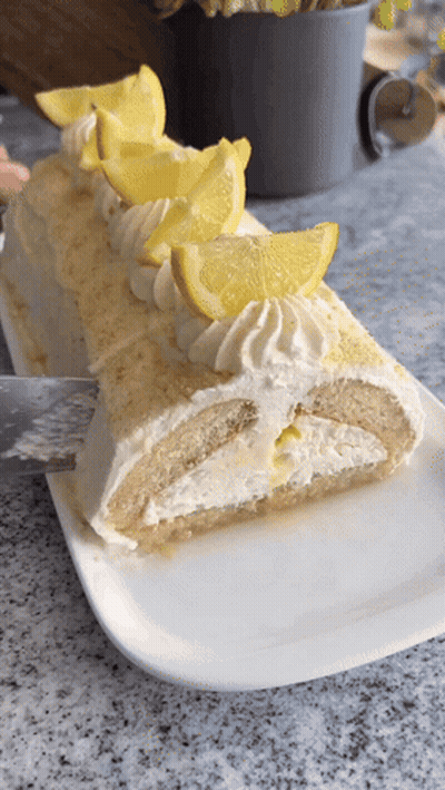 White Plate With Lemon Cake GIF