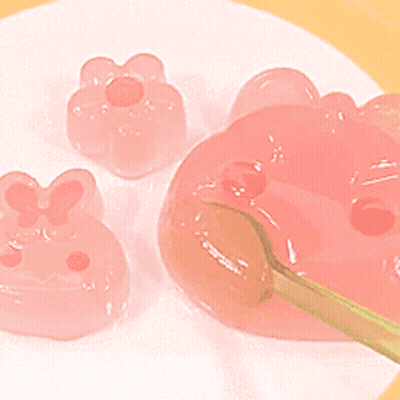 White Plate With Pink Jelly And Spoon GIF