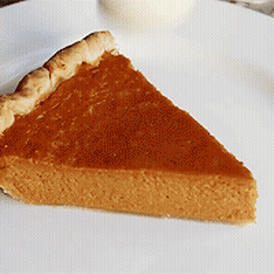 White Plate With Pumpkin Pie Slice GIF