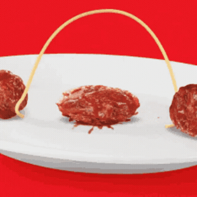 White Plate With Three Meatballs And Spaghetti GIF