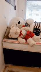 White Plushie Bears Go To Bed GIF