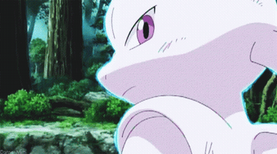 White Pokemon With Purple Eyes In Forest GIF