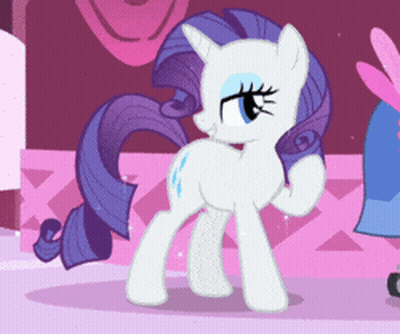 White Pony With Purple Hair On Pink Surface GIF