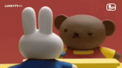 White Rabbit And Brown Teddy Bear GIF
