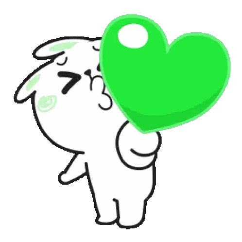 White Rabbit Holding Green Heart Sticker