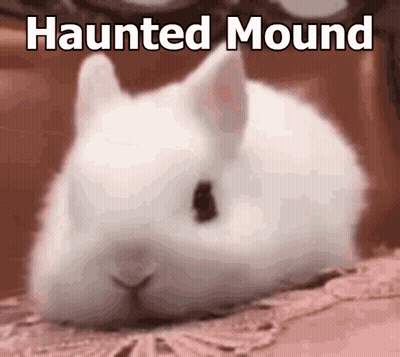 White Rabbit Laying On Bed Haunted Mound GIF