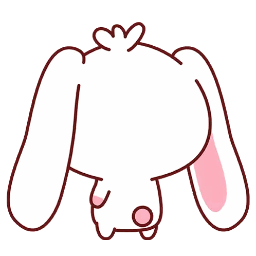White Rabbit With Pink Ears And Heart Sticker