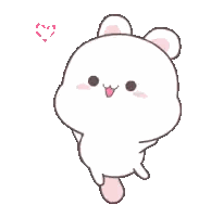 White Rabbit With Pink Ears And Heart Sticker