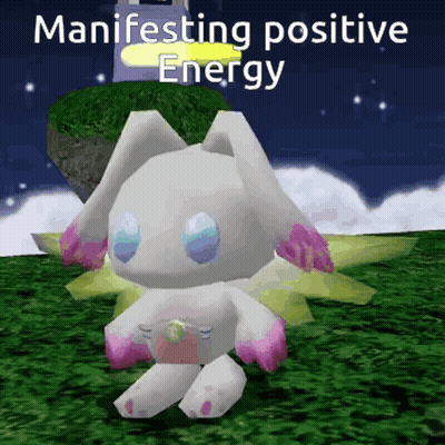 White Rabbit With Pink Ears Manifesting Positive Energy GIF