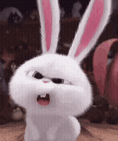 White Rabbit With Pink Ears Standing GIF