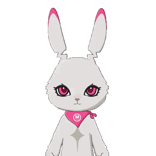 White Rabbit With Pink Scarf Letter M Sticker