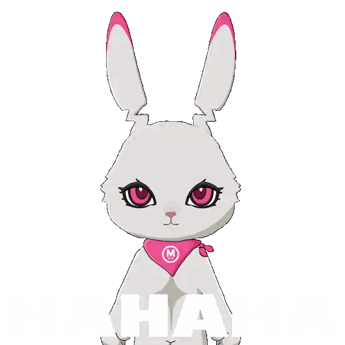 White Rabbit With Pink Scarf Saying Ha Sticker