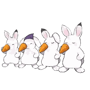 White Rabbits Holding Carrots Sticker