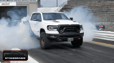 White Ram Truck Burning Rubber GIF