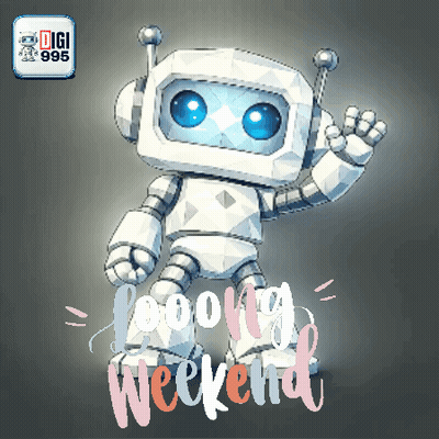 White Robot With Blue Eyes Good Weekend GIF
