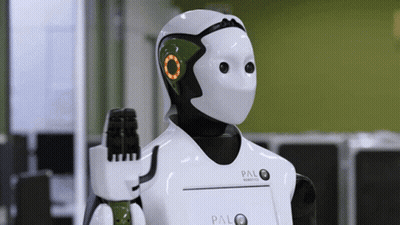 White Robot With Palo Word GIF