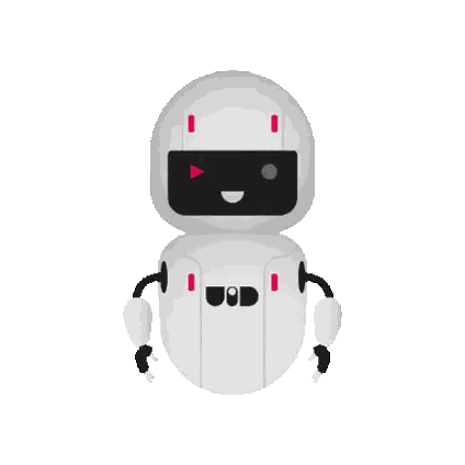 White Robot With Ud Text Sticker