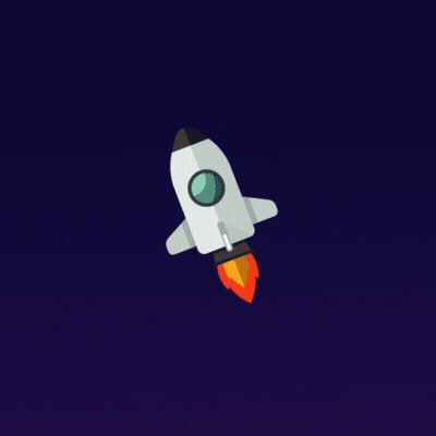 White Rocket Flying Through Dark Blue Sky GIF
