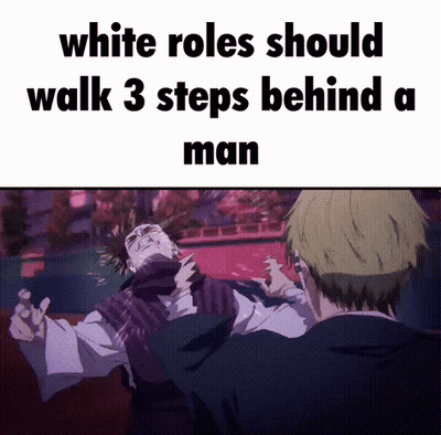 White Roles Walk Three Steps Behind Man GIF