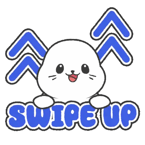 White Seal With Swipe Up Arrows Sticker