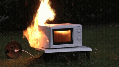 White Sharp Microwave On Fire GIF