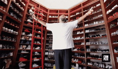 White Shirt Man Shoe Closet With Com Plex GIF