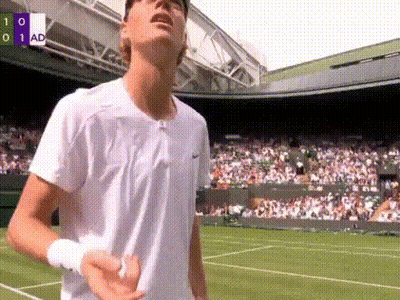 White Shirt Man Tennis Court Scoreboard 1-0-1 Ad GIF