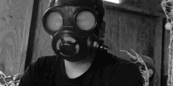 White Smoke Exit Gas Mask  GIF