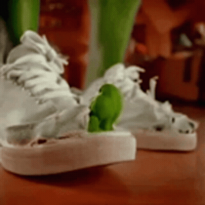 White Sneakers With Green Frog