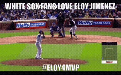 White Sox Fans Love Eloy Jimenez # Eloy4mvp On A Baseball Field GIF