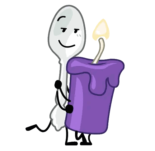 White Spoon Holding Purple Candle Sticker