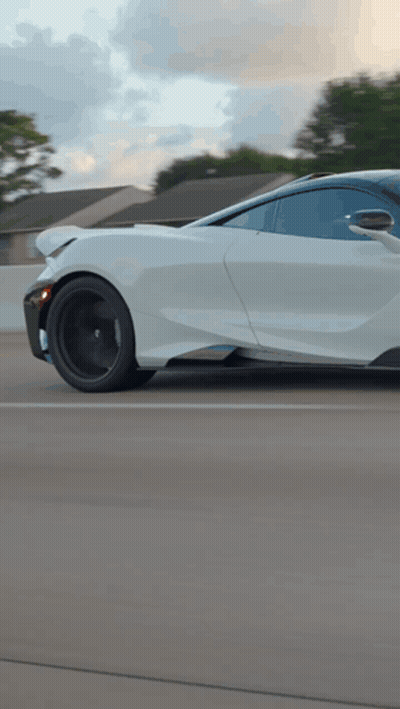 White Sports Car Driving Highway GIF