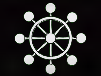 White Steering Wheel With Green Circles GIF