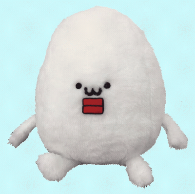 White Stuffed Animal With Red And Black Face GIF