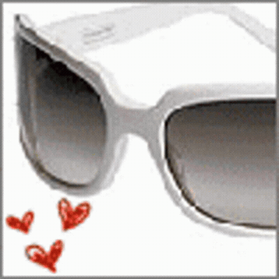 White Sunglasses With Red Hearts GIF