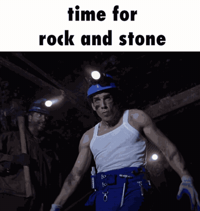 White Tank Top Man Walking Time For Rock And Stone GIF