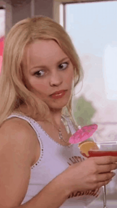 White Tank Woman With Pink Umbrella And Martini GIF