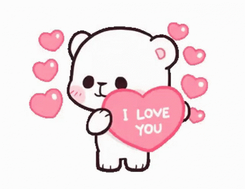 White Teddy Bear Holding I Love You Heart GIF