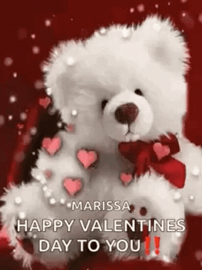 White Teddy Bear With Red Bow GIF