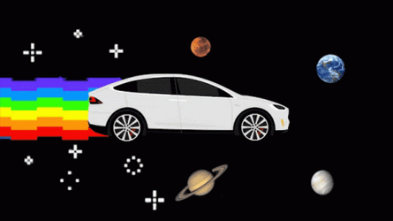 White Tesla Model X Rainbow GIF