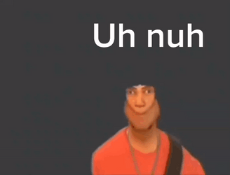 White Text Nuh Uh Bearded Red Shirt Guy GIF