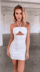 White Tight Dress Georgie Gibbs Sexy Model Pose GIF