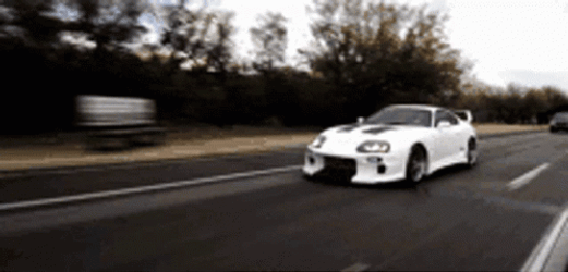 White Toyota Supra Driving GIF