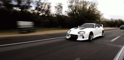 White Toyota Supra Overspeeding GIF